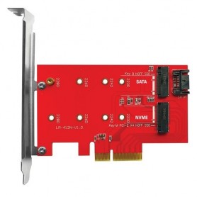 ADATTATORE ATLANTIS A06-M2-DUAL-P4 per install. su PC un SSD M.2 NVME o M.2 SATA dim: 80,60,42,30mm su slot PCIe-4 8 16x