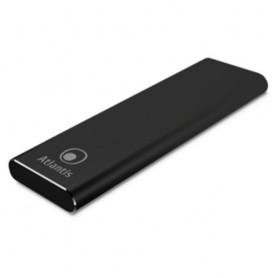 BOX ESTERNO ATLANTIS A06-M2-SATA-01 USB 3.1 tipo C per SSD di tipo M2.SATA dim: 80,60,42,30mm Alloggiamento in alluminio Nero